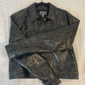 ASOS Synthetic Co-ord Crop Vinyl Faux Snakeskin Jacket in Black
